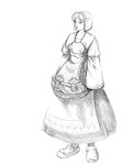  1girl chemist_(fft) final_fantasy final_fantasy_tactics gloves hat monochrome simple_background sketch skirt solo standing 