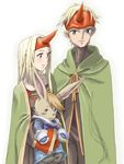  1boy 1girl blonde_hair crossover final_fantasy final_fantasy_tactics final_fantasy_tactics_a2 final_fantasy_tactics_advance highres horn hurdy long_hair moogle short_hair summoner_(fft) 