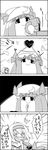  1girl 4koma alice_margatroid blush chocolate chocolate_heart chocolate_making comic commentary crescent greyscale hairband hat heart highres jitome mob_cap monochrome open_mouth oven_mitts patchouli_knowledge smile steam surprised tani_takeshi touhou translated valentine yukkuri_shiteitte_ne 