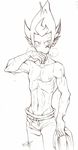  abs hand_on_mouth iop line_art lineart male_focus monochrome nipples panting pointy_ears shirtless simple_background solo standing sweating topless towel training tristepin_percedal wakfu wet white_background workout 