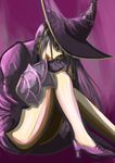  artist_request dark_souls from_software high_heels lips looking_at_viewer purple_eyes purple_hair souls_(from_software) witch_hat 