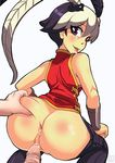  after_anal after_sex animal animal_on_head anus ass ass_grab bare_shoulders bird bird_on_head black_hair blush chinese_clothes cum cum_in_ass deep_skin feng_(skullgirls) from_behind grabbing_another's_ass groping hand_on_ass highres hmage kneeling labia looking_back multicolored_hair on_head pants_pull penis pov pussy short_hair skullgirls solo_focus spread_ass tongue tongue_out two-tone_hair uncensored vambraces white_hair 
