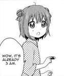  1girl akaza_akari manga monochrome open_mouth pajamas simple_background solo talking yuru_yuri 