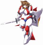  1girl breasts marokko_(41evol) robot robot_girl shield sword weapon 