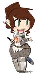  1girl blush brown_hair chibi dark_souls genderswap green_eyes solaire_of_astora souls_(from_software) thick_thighs wide_hips 