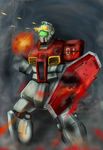  damaged firing gm_(mobile_suit) gundam kihou_no_gotoku_dmc mecha mobile_suit_gundam shield 