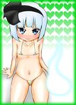  1girl bikini blush heppokonin konpaku_youmu looking_at_viewer shiny_skin short_hair sweat swimsuit thighs touhou 