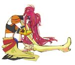  1girl belt boots breasts cleavage elbow_gloves gloves long_hair midriff nanaly_fletch purple_eyes red_hair short_shorts shorts tales_of_(series) tales_of_destiny_2 thigh_boots twintails 