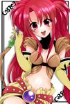 1girl belt bow_(weapon) breasts cleavage elbow_gloves gloves long_hair midriff nanaly_fletch navel pink_eyes red_hair short_shorts shorts tales_of_(series) tales_of_destiny_2 twintails weapon 