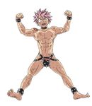  1boy abs fairy_tail humiliation male_focus muscle natsu_dragneel nude pecs penis pink_hair solo tagme 