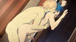  2boys against_glass anal blonde_hair blue_hair blush censored city cityscape dramatical_murder dutch_angle erection game_cg handjob male_focus multiple_boys muscle night nitroplus noiz_(dramatical_murder) nude penis reach-around seragaki_aoba sex star_(sky) sweat window yaoi 