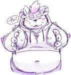  behemoth_(housamo) belly blush bmf_6666 clothing hoodie male monster moobs navel nem overweight tokyo_afterschool_summoners video_games 