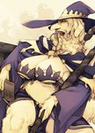  1girl breasts dog furry huge_breasts kishibe large_breasts long_hair white_hair witch_hat yellow_eyes 
