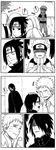  2boys 6+girls artist_request black_&amp;_white comic hand_on_head monochrome multiple_boys multiple_girls naruto naruto_gaiden outdoors uchiha_sarada uchiha_sasuke uzumaki_naruto 