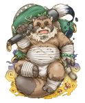  2019 anthro belly blush brown_fur bulge canid canine clothing eyes_closed fundoshi fur humanoid_hands japanese_clothing male mammal moobs nipples overweight overweight_male raccoon_dog roostax_wilddog sitting solo tanuki teeth underwear 