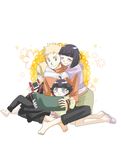  blonde_hair boruto:_the_movie family hug hug_from_behind hyuuga_hinata indian_style naruto purple_hair scroll sitting spiked_hair uzumaki_boruto uzumaki_himawari uzumaki_naruto whiskers yuzukyo 