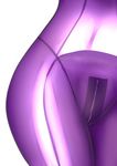  1girl body_suit catsuit close-up crotch_zipper head_out_of_frame latex latex_suit lower_body purple shiny shiny_clothes simple_background skin_tight solo thighs tight zipper 