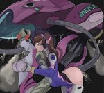  amelie_lacroix ass bent_over breast_grab breasts breasts_outside d.va d.va_(overwatch) grabbing grabbing_from_behind hana_song large_breasts mecha metal_tentacles multiple_girls nipples object_insertion oral overwatch purple_skin standing stomach_bulge tentacle tentacle_sex torn_clothes wide-eyed widowmaker_(overwatch) zaun-derground 