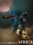  africa artist_name chibi damaged desert gm_(mobile_suit) gouf gundam gundam_0080 kampfer_(mobile_suit) mecha mobile_suit_gundam moon night rocket_launcher sand severed_head sword volf505 weapon 