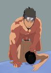  2boys age_difference akkey anal ass blush male_focus multiple_boys nara_shikamaru naruto nude penis sarutobi_asuma size_differece sweat yaoi 