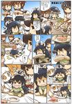  6+girls akagi_(kantai_collection) anchor_print bangs black_hair blue_eyes brown_hair cake cheesecake chibi chocolate_cake collar comic commentary crying dress falling fang floor flying_sweatdrops folded_ponytail food fruit green_eyes grey_hair hair_ornament hair_ribbon hairclip hakama hands_on_own_head haruna_(kantai_collection) hat hibiki_(kantai_collection) hisahiko horns ikazuchi_(kantai_collection) inazuma_(kantai_collection) japanese_clothes kantai_collection katsuragi_(kantai_collection) kneeling long_hair miniskirt multiple_girls neckerchief northern_ocean_hime open_mouth orange_eyes pantyhose plate ponytail ribbon school_uniform serafuku short_hair sitting_on_floor skirt spill strawberry strawberry_shortcake surprised swiss_roll table thighhighs translated white_hair younger |_| 