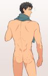  1boy ass black_hair blush free! looking_at_viewer male_focus muscle nude oki_haru_komi solo yamazaki_sousuke 