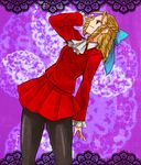  blonde_hair bow capcom frogcage hair_bow kanzuki_karin solo street_fighter street_fighter_v 