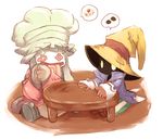  chef_hat final_fantasy final_fantasy_ix glowing glowing_eyes hat quina_quen sitting table vivi_ornitier wizard_hat 