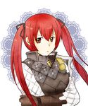  1girl armor breasts fire_emblem fire_emblem_if gloves long_hair luna_(fire_emblem_if) red_eyes red_hair ribbon twintails 