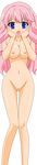  1girl :d absurdres areolae artist_request baka_to_test_to_shoukanjuu bare_midriff blue_eyes breasts busty censored cleavage female hair_ornament hairclip highres himeji_mizuki hips large_breasts legs long_hair looking_at_viewer mound_of_venus navel nipples nude nude_filter open_mouth photoshop pink_hair pussy simple_background smile solo standing thighs tongue transparent_background uncensored vector_trace 
