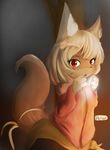  1girl animal_ears artist_name artist_request blonde_hair breath fang fox fox_ears fox_tail furry long_hair looking_at_viewer open_mouth red_eyes solo tail twitter_name twitter_username 