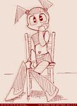  1girl itimu jennifer_wakeman monochrome my_life_as_a_teenage_robot robot robot_girl sketch solo 