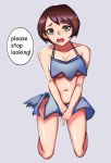  1girl absurdres belly brown_eyes brown_hair creatures_(company) eyebrows female_protagonist_(pokemon_swsh) game_freak highres jcospawn matching_hair/eyes nintendo open_mouth pokemon pokemon_swsh short_hair simple_background solo stomach tongue 