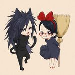  1boy 1girl cat_ears cat_tail cosplay glasses jiji_(majo_no_takkyuubin) jiji_(majo_no_takkyuubin)_(cosplay) kiki kiki_(cosplay) majo_no_takkyuubin naruto tail uchiha_madara uchiha_sarada 