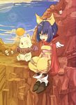  bow closed_eyes eiko_carol final_fantasy final_fantasy_ix horn moogle posca purple_hair ribbon short_hair solo wings yellow_bow 