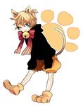  ;3 animal_ears aqua_eyes bell blonde_hair bow cat_ears cat_tail jingle_bell kagamine_len male_focus ribbon solo tail tama_(songe) vocaloid 