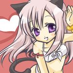  animal_ears bikini_top blush cat_(trickster) cat_ears cat_tail heart ichimatsu_shiro long_hair purple_eyes purple_hair ribbon smile solo tail trickster 