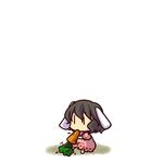  animal_ears black_hair bunny_ears carrot chewing chibi eating inaba_tewi simple_background socha solo touhou |_| 