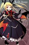  bat_wings blazblue blonde_hair bow character_name cika gothic_lolita heel-less_platform_footwear lolita_fashion long_hair platform_footwear rachel_alucard red_bow red_eyes shoes solo twintails wings 