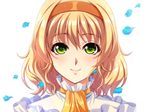  blonde_hair byuune close-up closed_mouth face green_eyes hairband natalia_luzu_kimlasca_lanvaldear orange_neckwear petals smile tales_of_(series) tales_of_the_abyss upper_body 