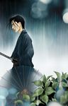  black_hair japanese_clothes katana kimono male male_focus rain rurouni_kenshin saitou_hajime sword umbrella weapon 