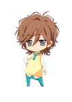  blue_eyes brown_hair carnelian chibi full_body lowres male_focus para-sol solo transparent_background yamakuni_hyoubu 