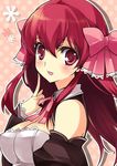 amane_(dream_c_club) blush breasts cleavage dream_c_club dream_c_club_(series) long_hair medium_breasts open_mouth red_hair solo yukiwo 