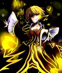  bad_id bad_pixiv_id beatrice blonde_hair blue_eyes bug butterfly choker dress fang glowing glowing_eyes grin insect kiseru pipe smile solo umineko_no_naku_koro_ni 