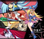  bad_id bad_pixiv_id bare_shoulders blonde_hair blue_footwear blush_stickers boots breasts cape dark_magician_girl duel_monster fire fire_sorcerer green_eyes harpie_lady injection_fairy_lily large_breasts large_syringe long_hair mariru multiple_girls oversized_object pentacle silent_magician syringe wand yuu-gi-ou yuu-gi-ou_duel_monsters 