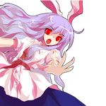  alphes animal_ears bunny_ears carrot glowing glowing_eyes official_art purple_hair red_eyes reisen_udongein_inaba ringed_eyes scarlet_weather_rhapsody shirt skirt solo touhou transparent_background 