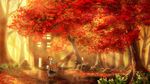  apron autumn bad_id bad_pixiv_id forest highres kakisuke landscape leaf maple_leaf nature original scenery solo tree water 