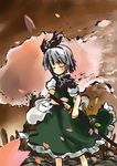  absurdres cherry_blossoms highres hitodama keiya konpaku_youmu konpaku_youmu_(ghost) solo touhou 