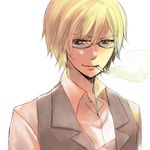  74_(teduka) bad_id bad_pixiv_id blonde_hair cigarette durarara!! face glasses heiwajima_shizuo male_focus sketch smoking solo 