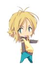  blonde_hair carnelian chibi full_body green_eyes hand_in_pocket lowres male_focus para-sol solo takeuchi_momotarou transparent_background 